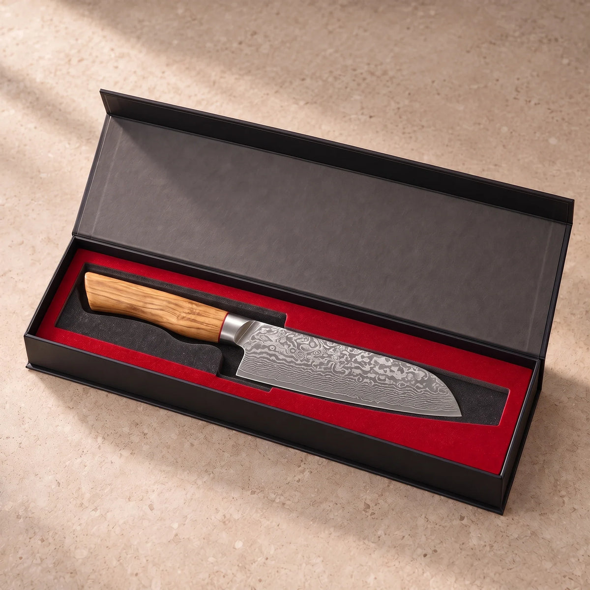 Couteau Santoku Akeno — détail KIRUHA