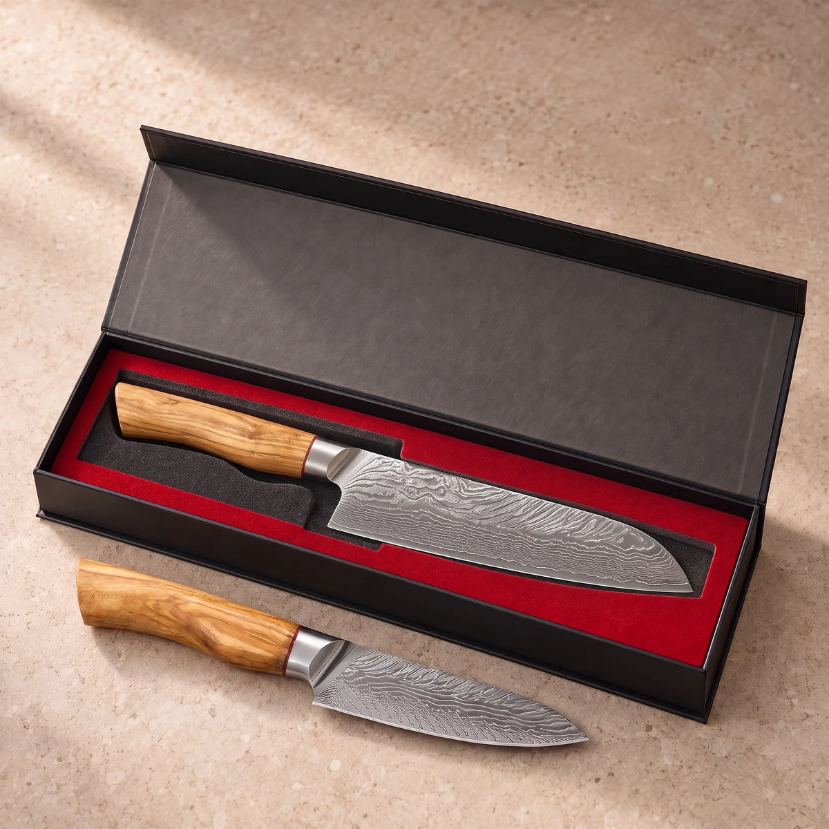 Duo santoku et office Akeno — détail KIRUHA