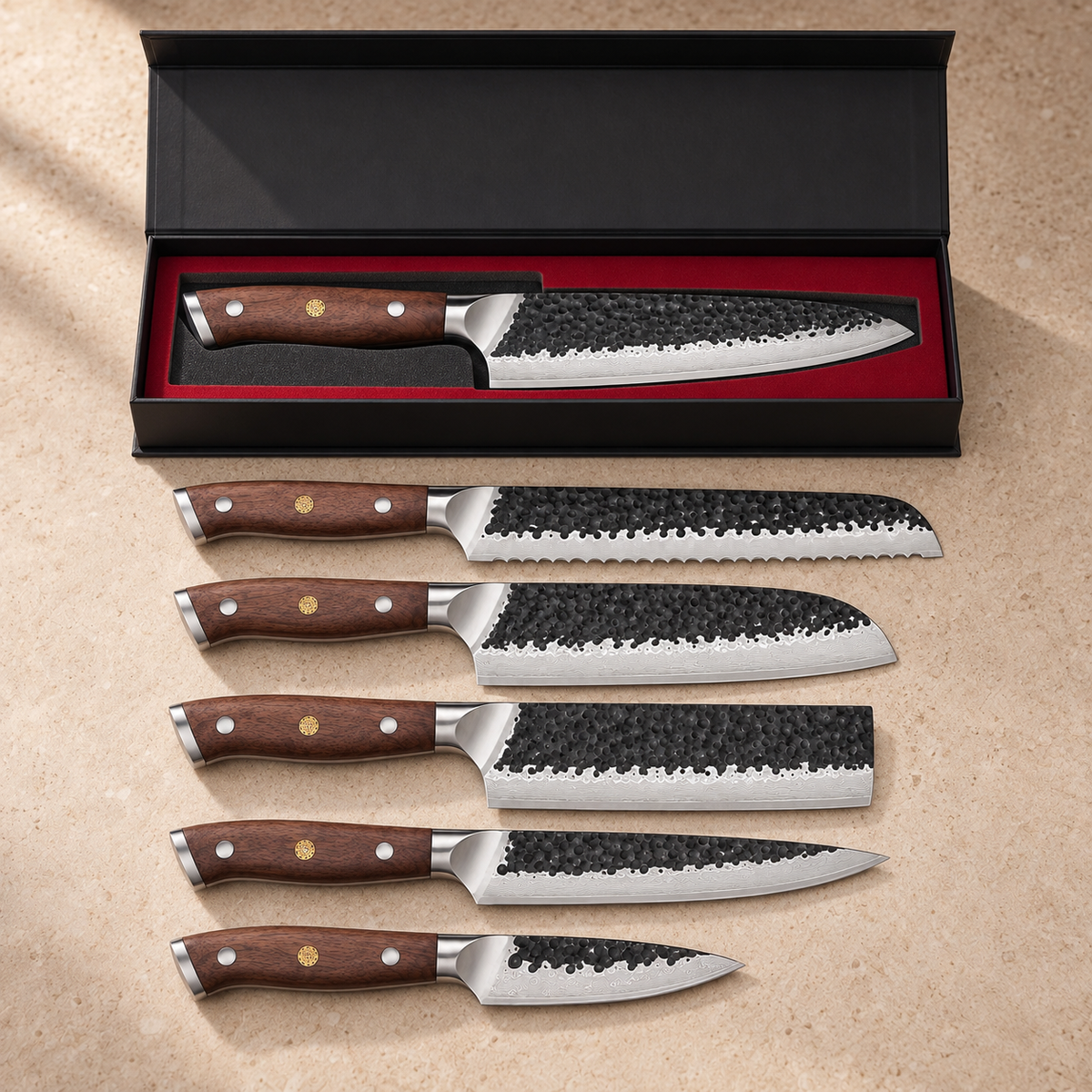 Set japonais Kuon — 6 couteaux — détail KIRUHA