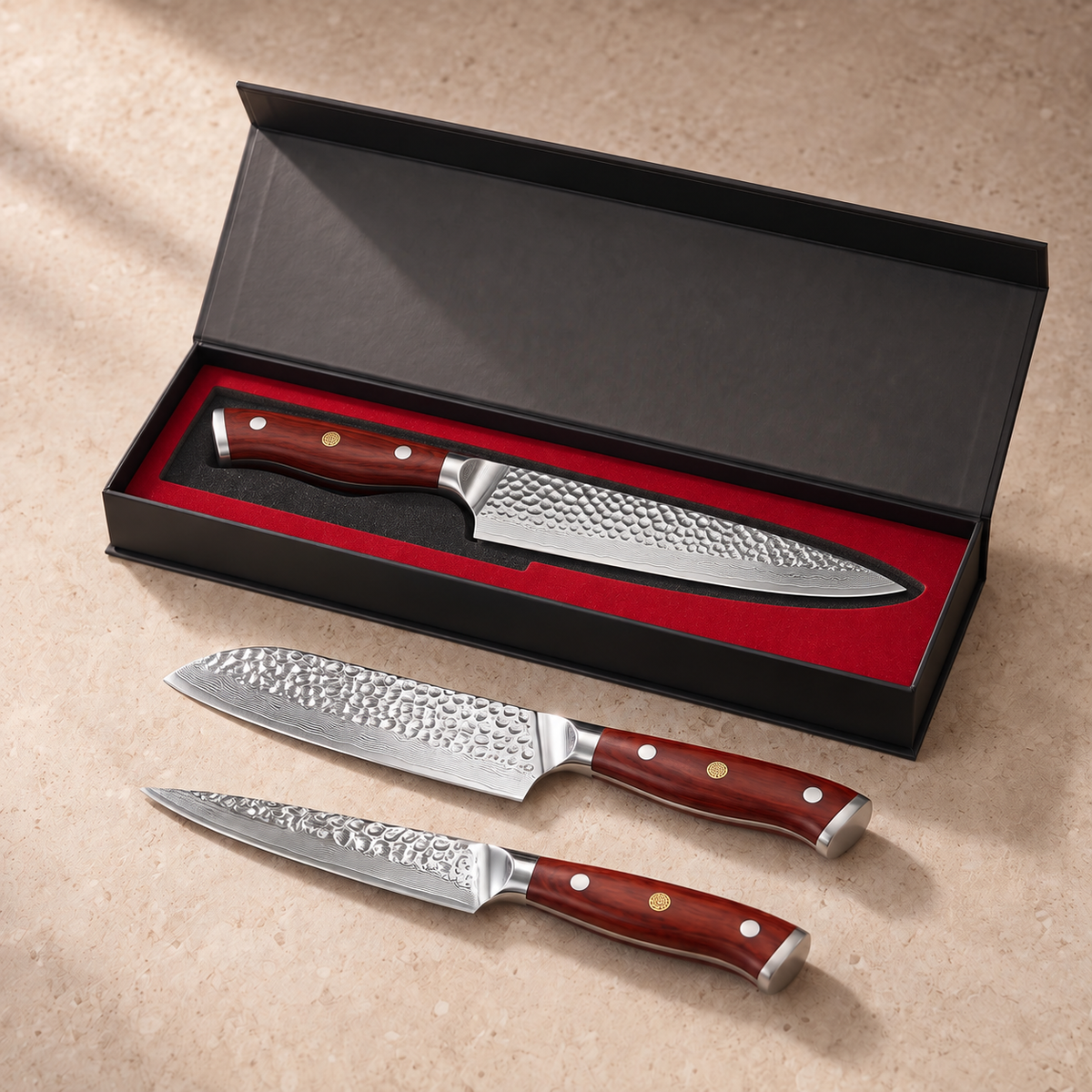 Set japonais Rinto — 3 couteaux — détail KIRUHA