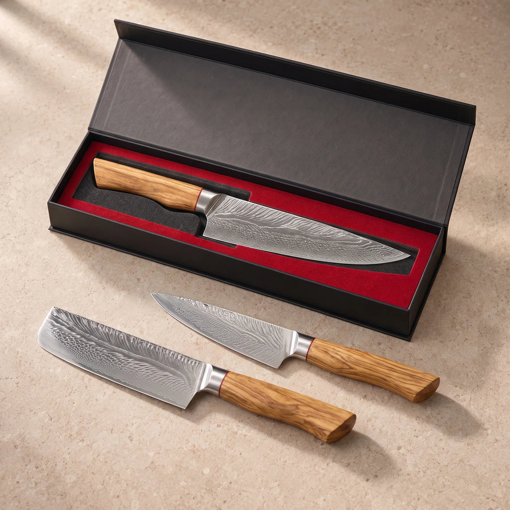 Set de 3 couteaux Akeno — détail KIRUHA