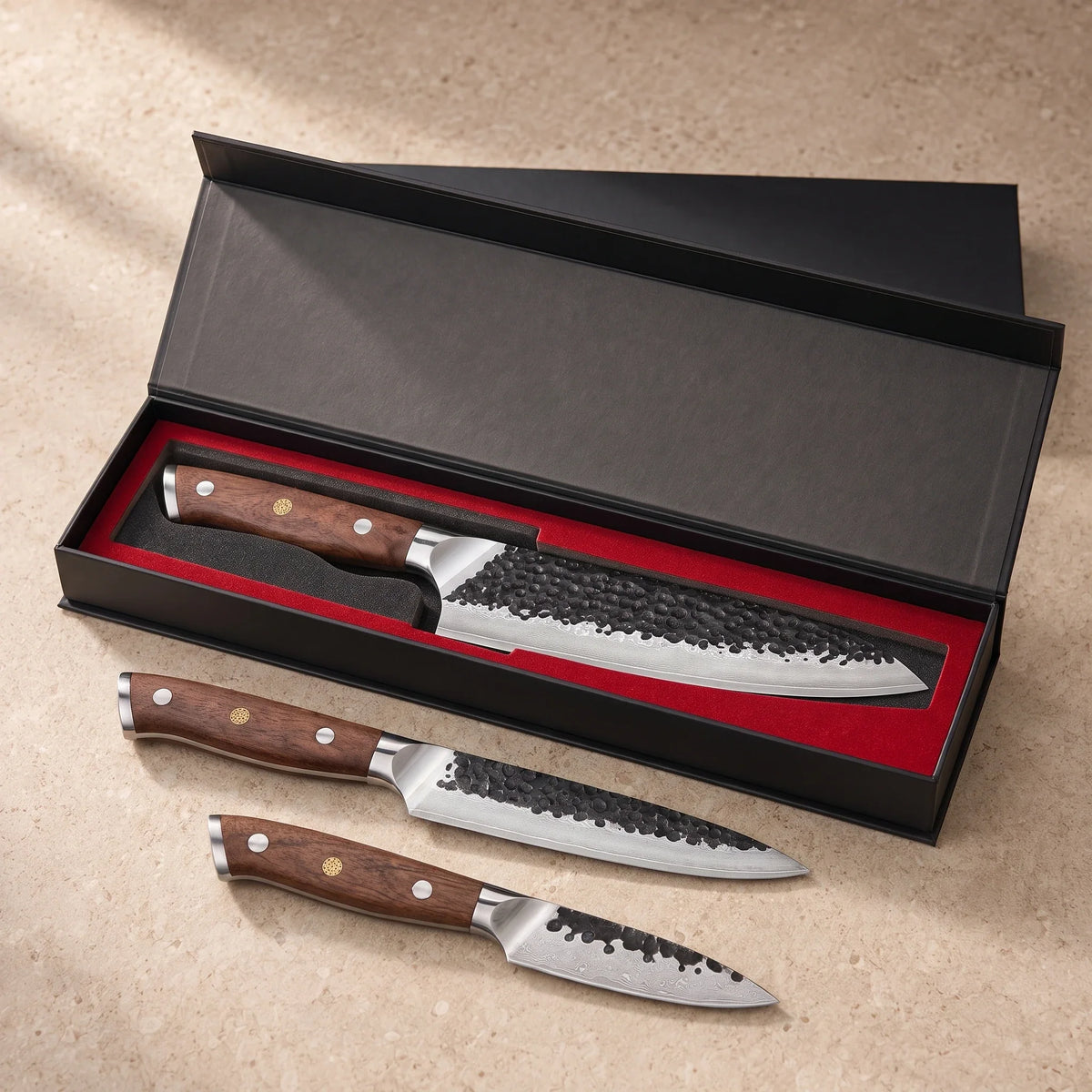 Set japonais Kuon — 3 couteaux — détail KIRUHA