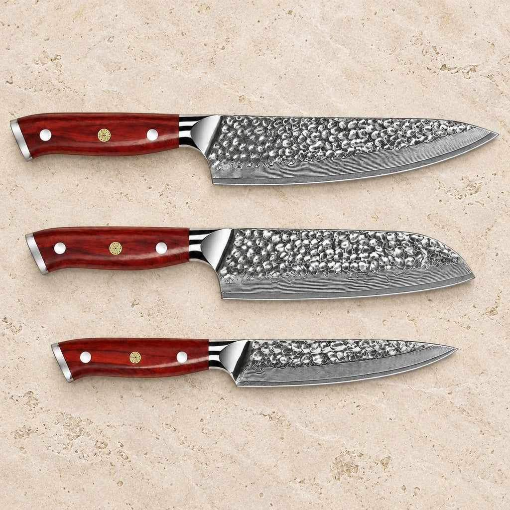 Set japonais Rinto — 3 couteaux — détail KIRUHA