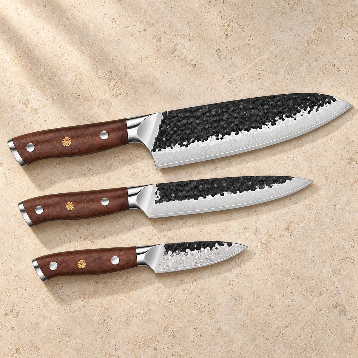 Set japonais Kuon — 3 couteaux — détail KIRUHA